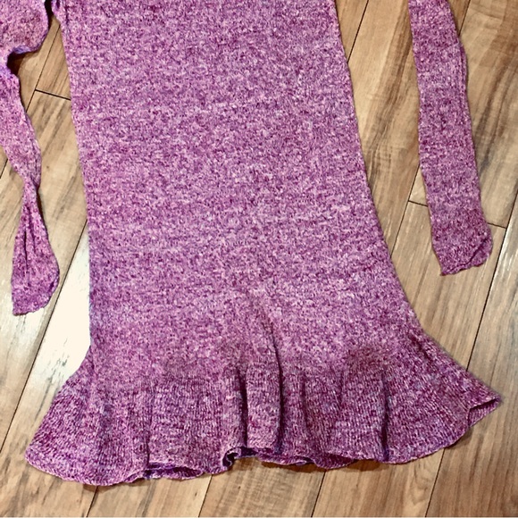 Free People red white sweater knit linen blouse shirt cottage boho ruffl… - Picture 2 of 7